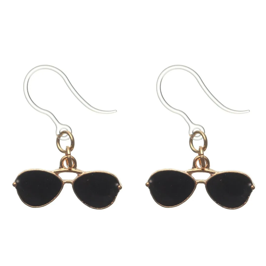 Aviator Sunglasses Dangles Hypoallergenic Earrings for Sensitive Ears Made with Plastic Posts
