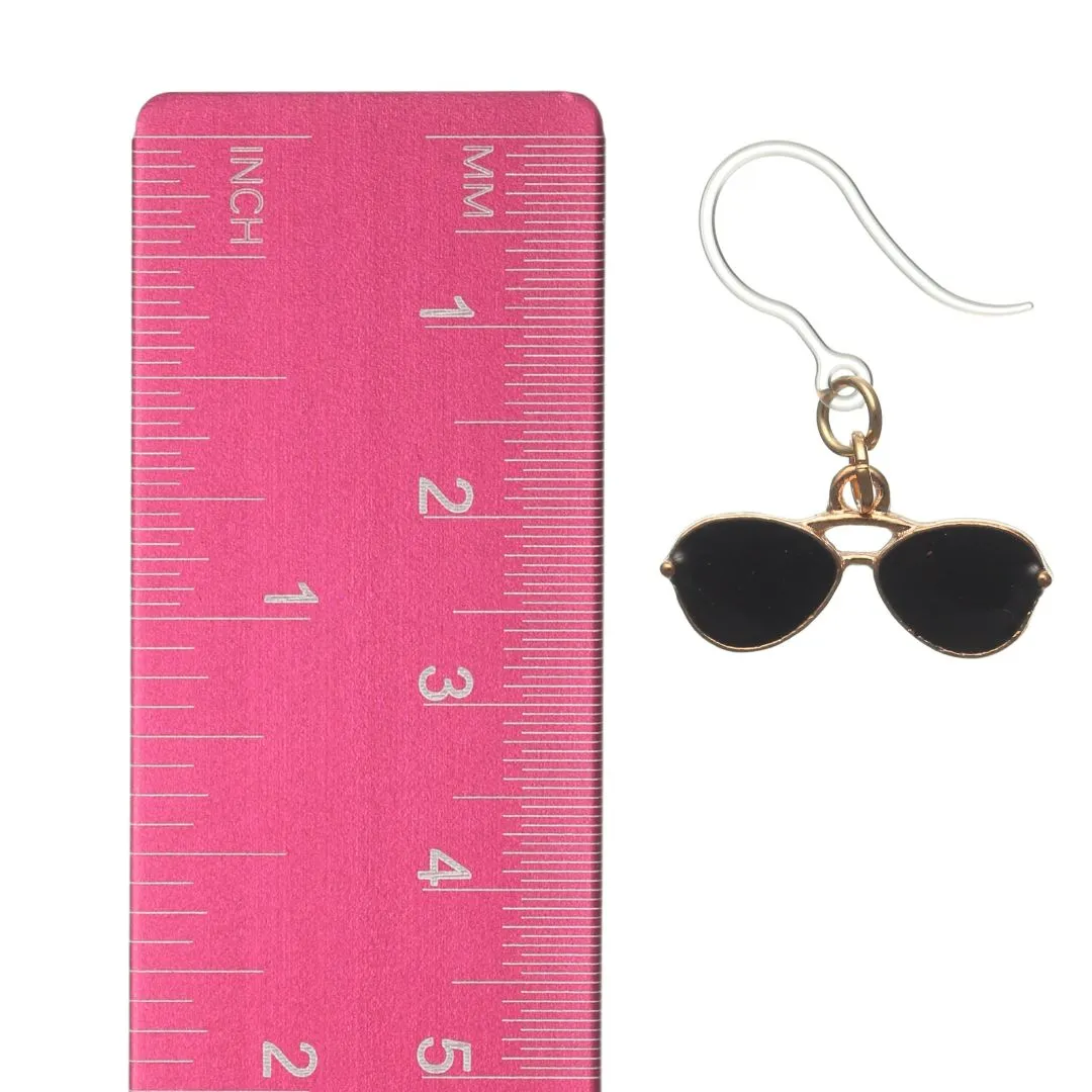 Aviator Sunglasses Dangles Hypoallergenic Earrings for Sensitive Ears Made with Plastic Posts