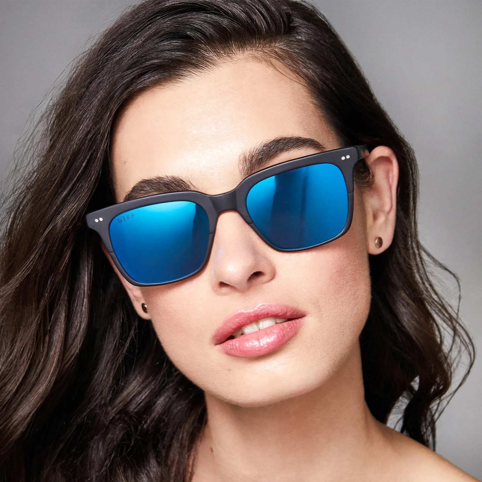 BILLIE - MATTE BLACK   BLUE MIRROR SUNGLASSES