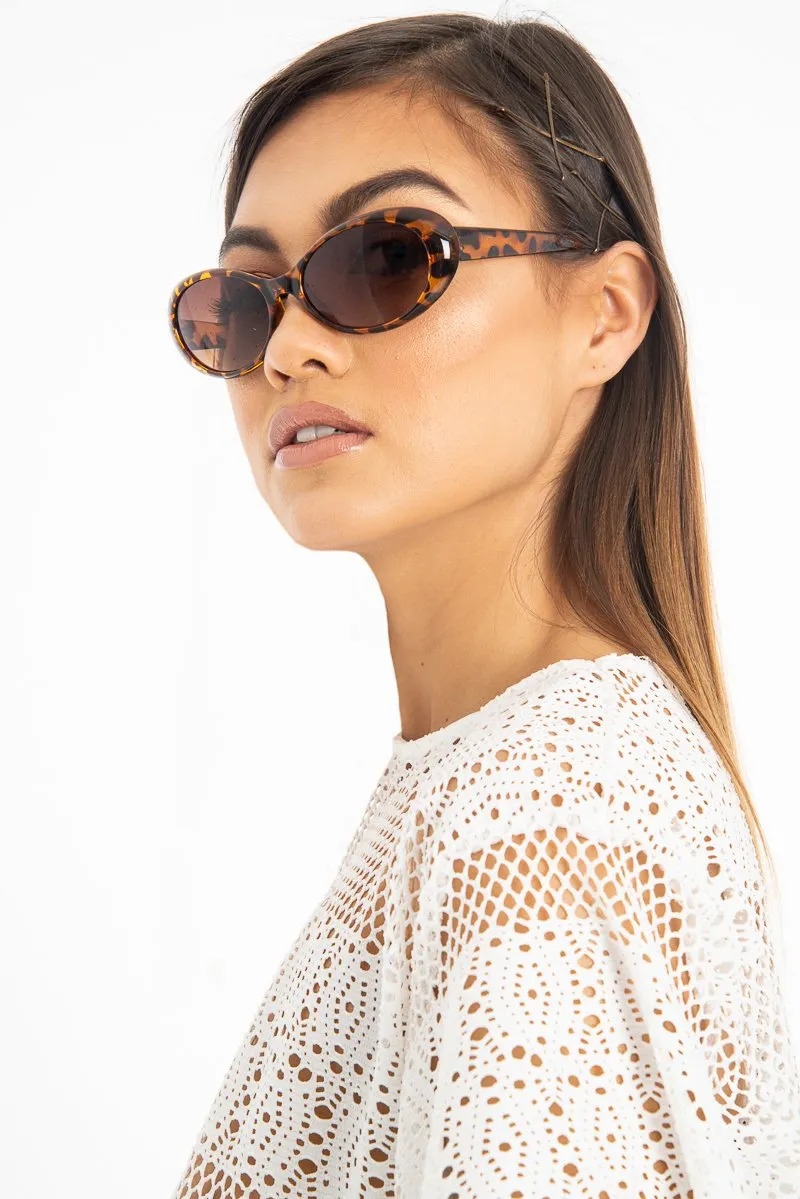 Brown Leopard Oval Frame Sunglasses - Venecia