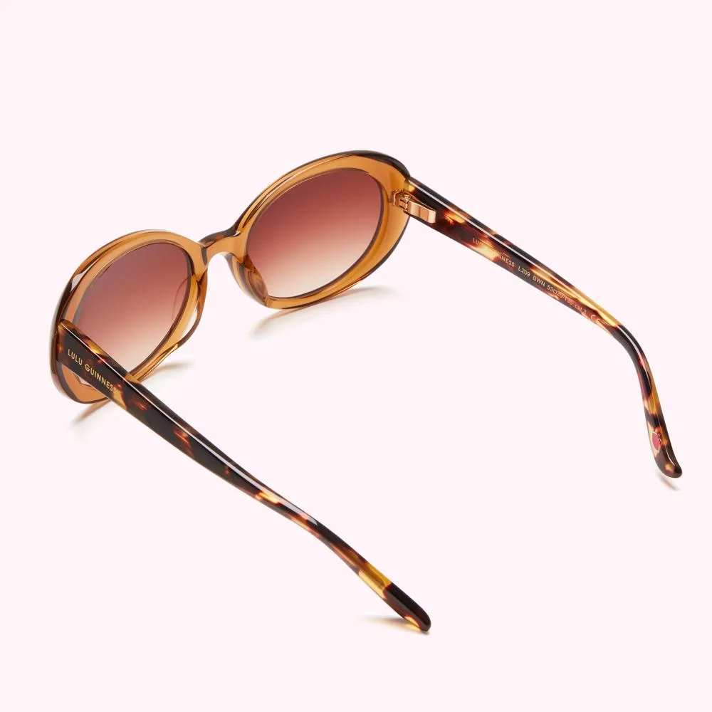 CHOCOLATE TORTOISE SHELL ROUND SUNGLASSES