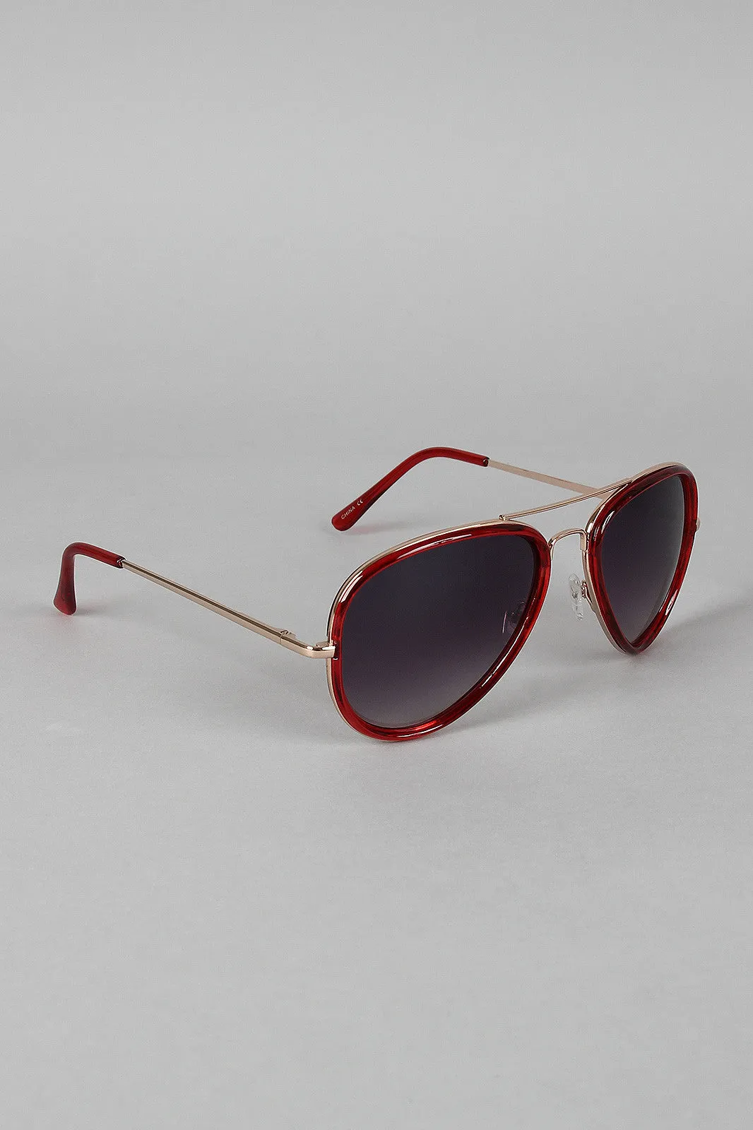 Color Trim Aviator Sunglasses
