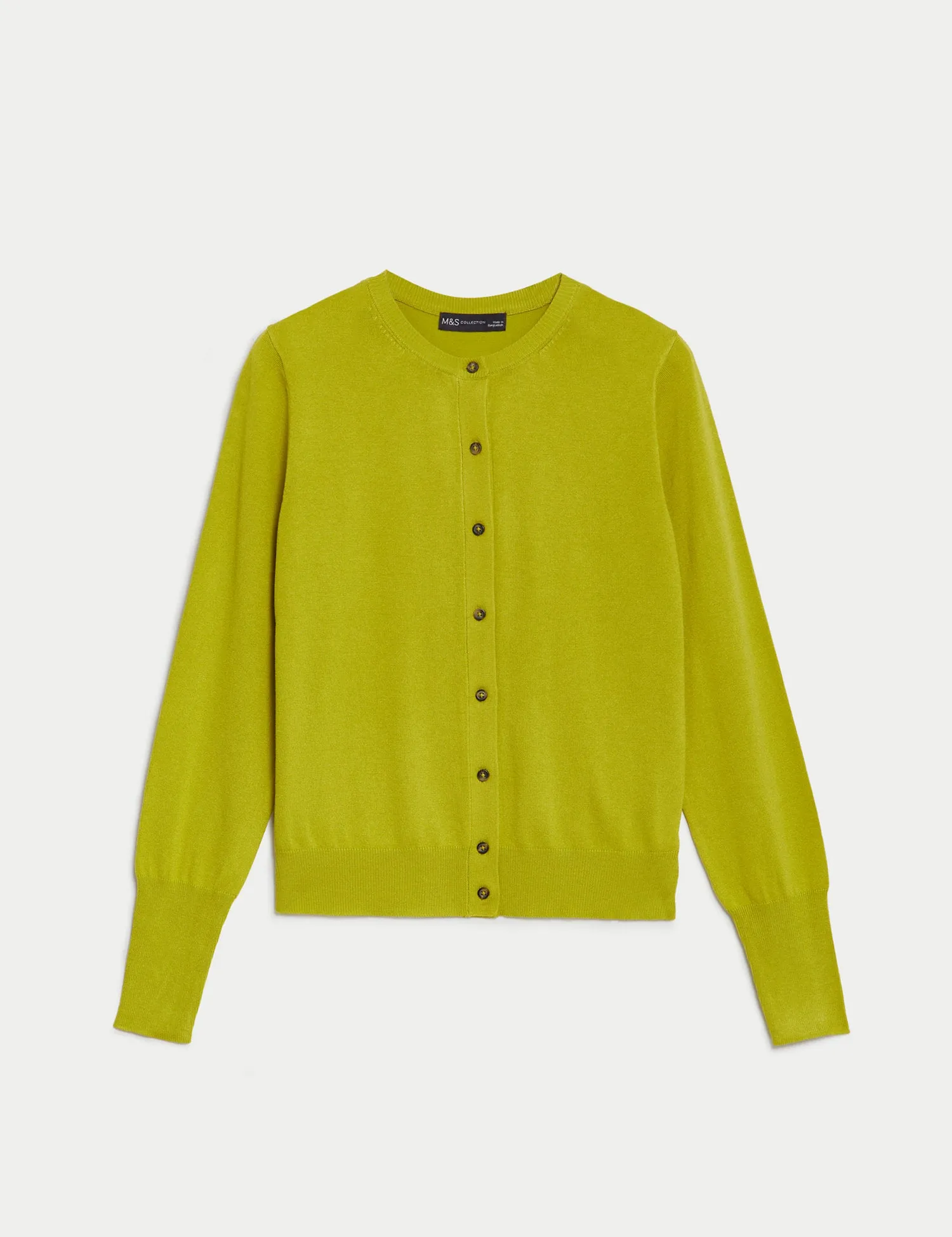 Crew Neck Button Front Cardigan