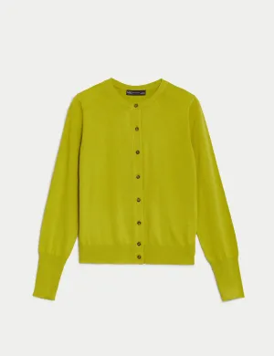 Crew Neck Button Front Cardigan