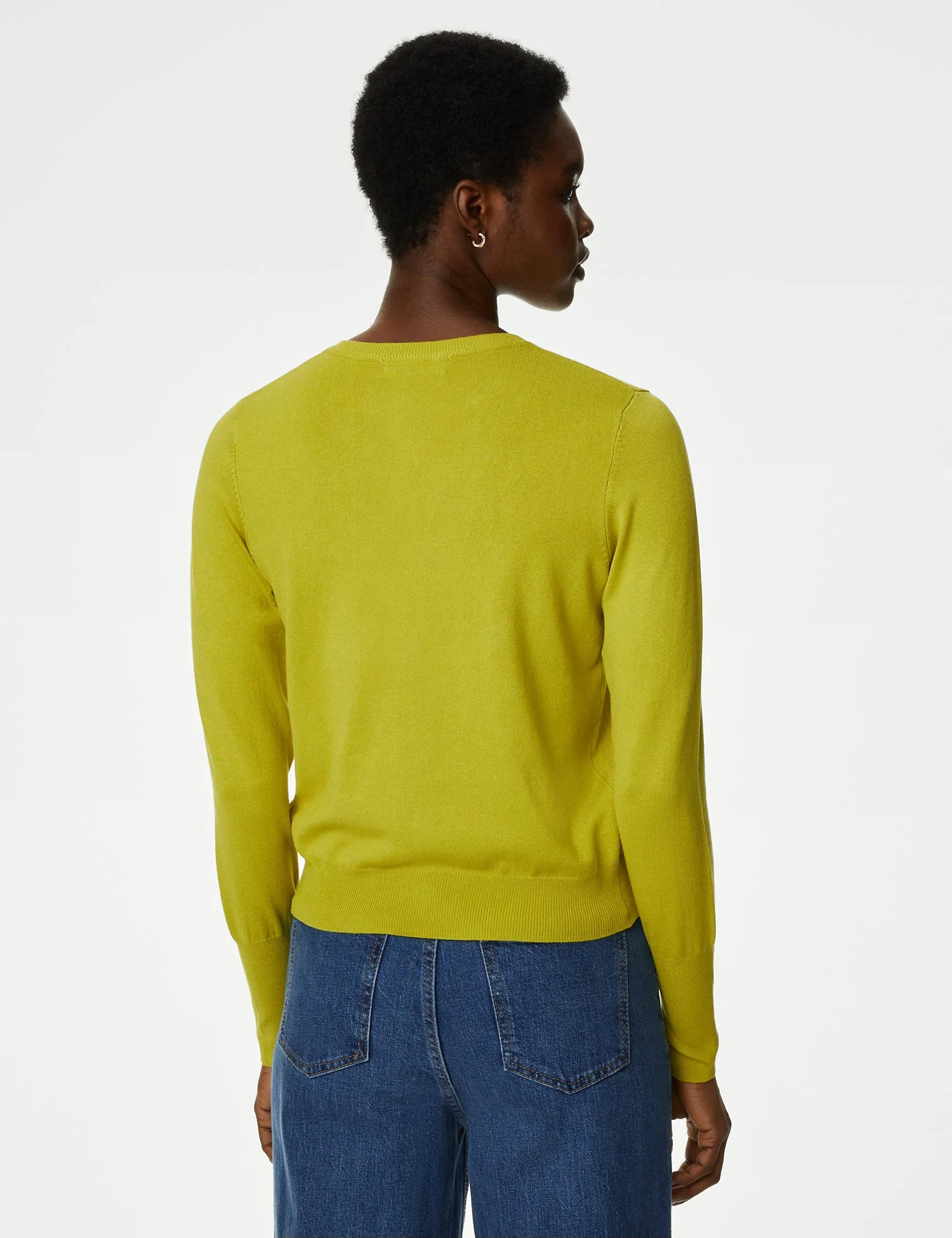 Crew Neck Button Front Cardigan