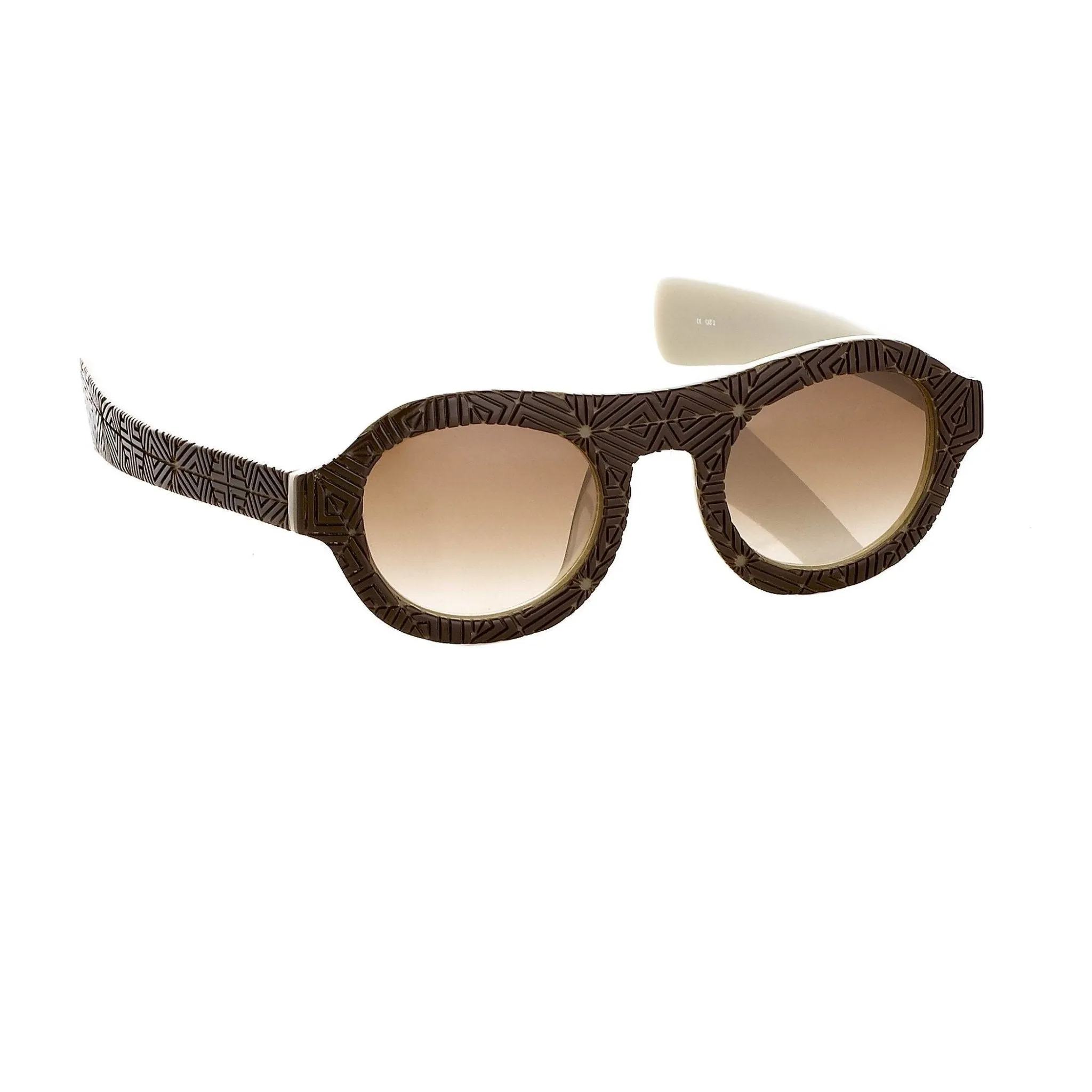 David David Sunglasses Round Solid Brown Mink Cream and Brown
