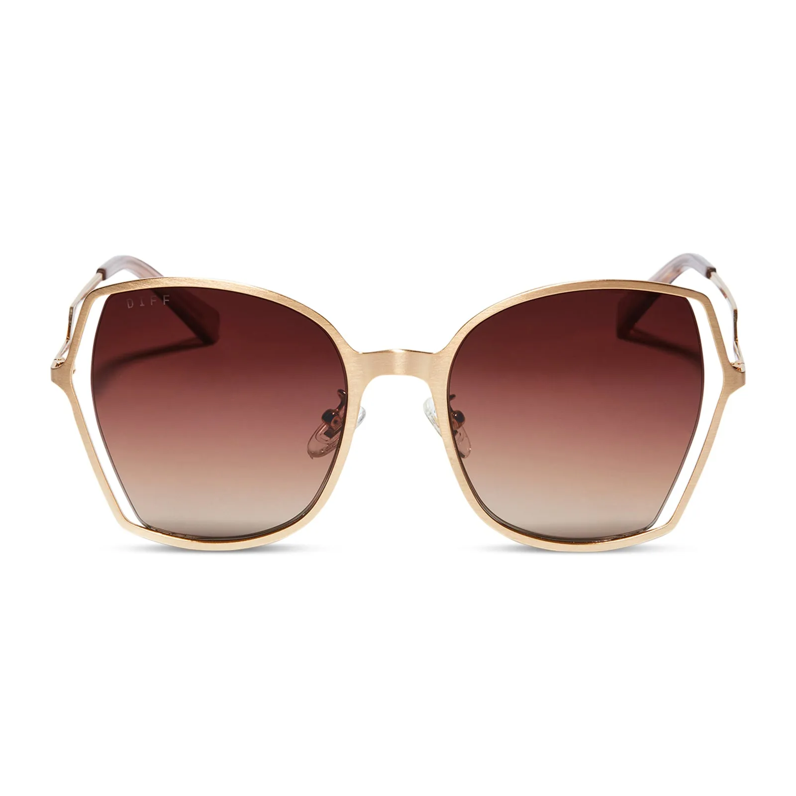 DONNA III - BRUSHED GOLD   TAUPE ROSE GRADIENT SUNGLASSES