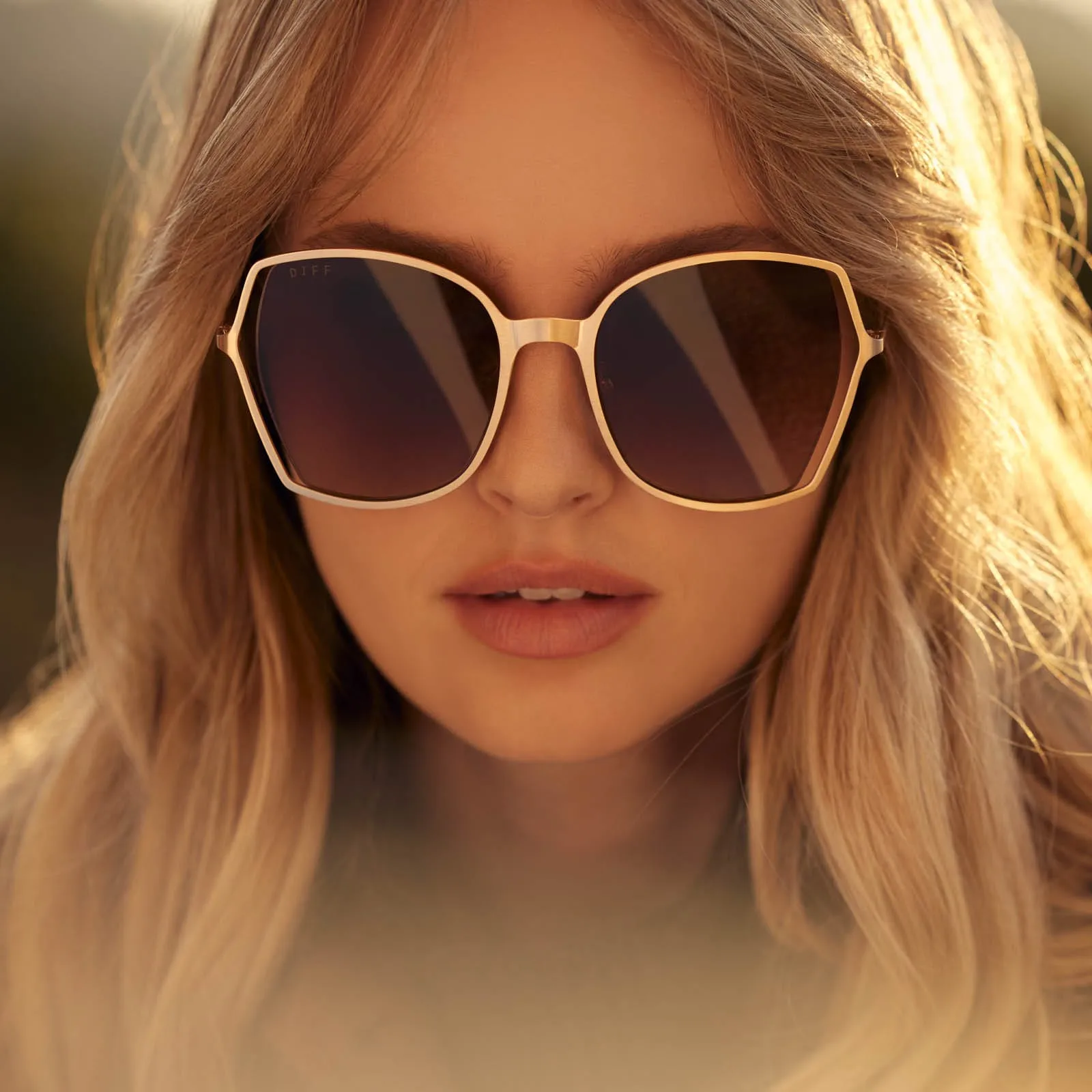 DONNA III - BRUSHED GOLD   TAUPE ROSE GRADIENT SUNGLASSES