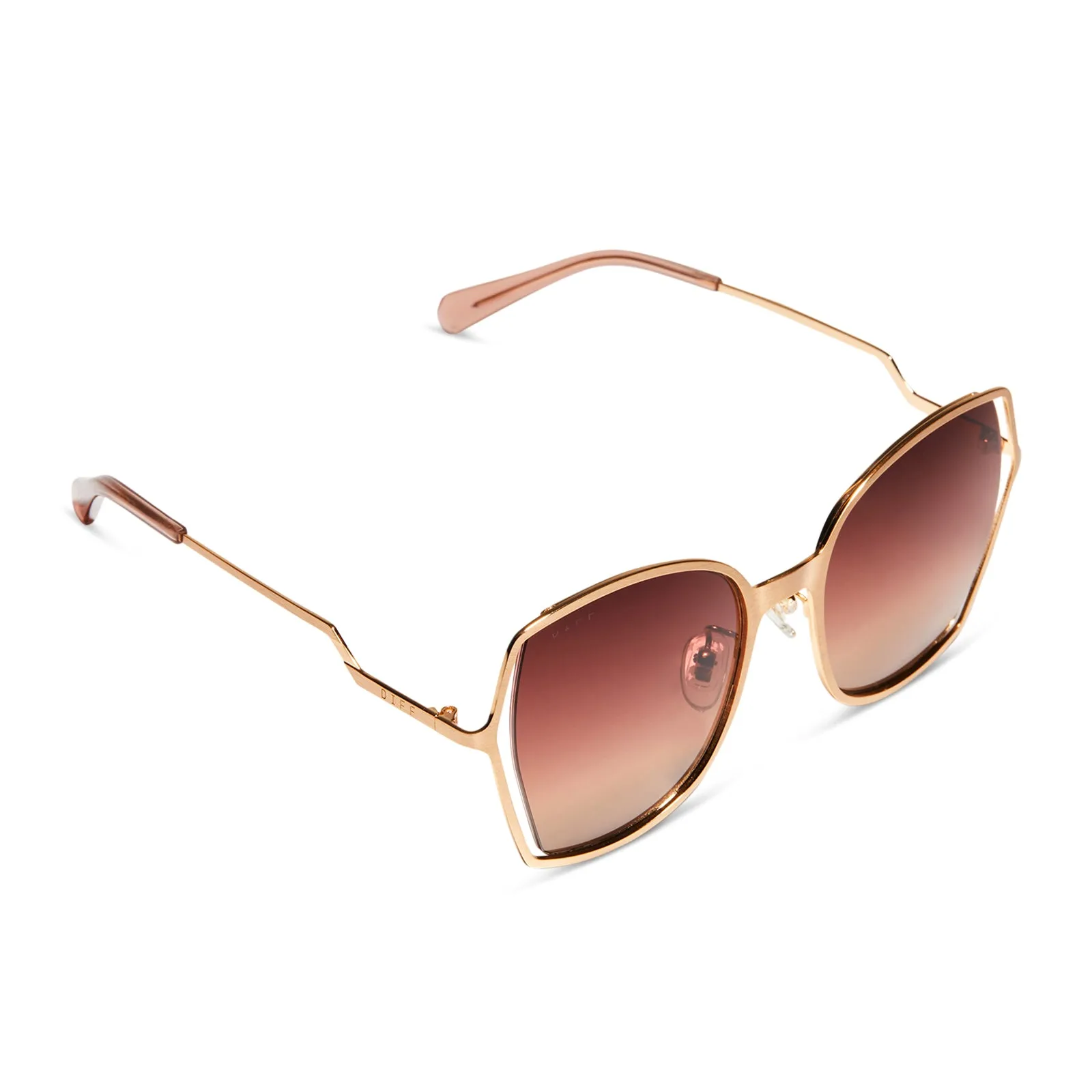 DONNA III - BRUSHED GOLD   TAUPE ROSE GRADIENT SUNGLASSES