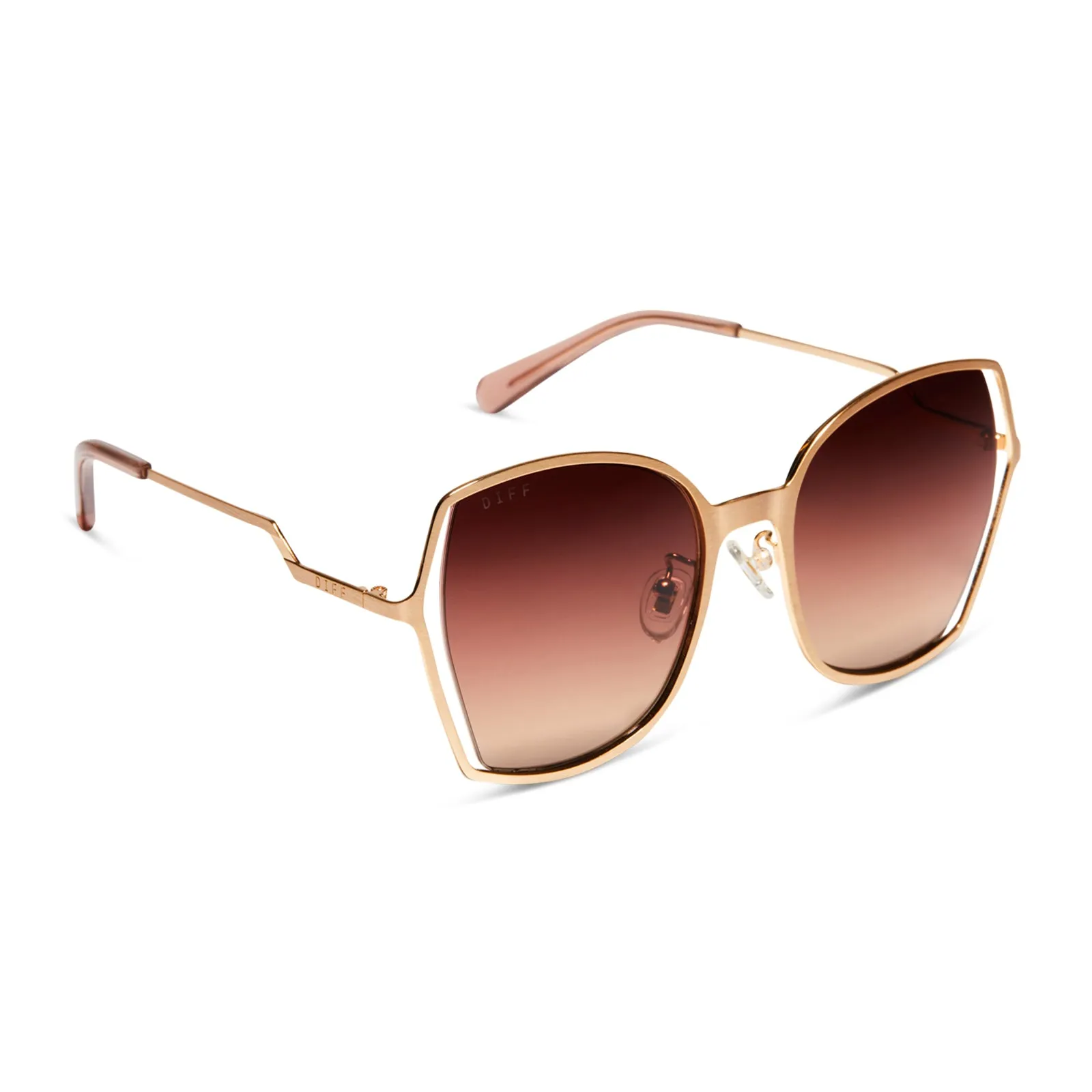 DONNA III - BRUSHED GOLD   TAUPE ROSE GRADIENT SUNGLASSES