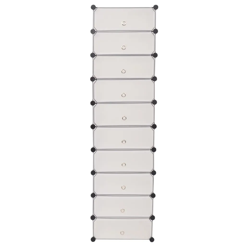 Interlocking Shoe Organiser with 10 Compartments White