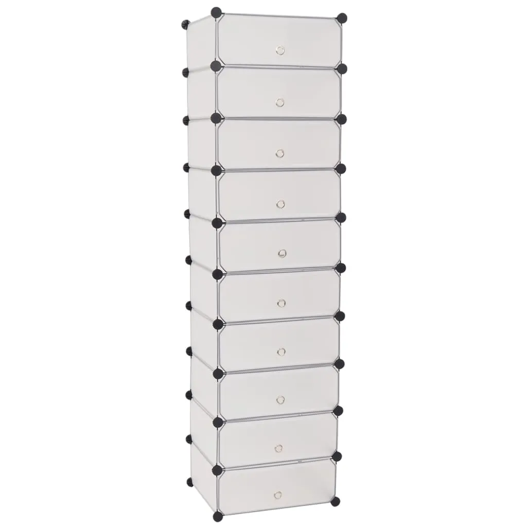 Interlocking Shoe Organiser with 10 Compartments White