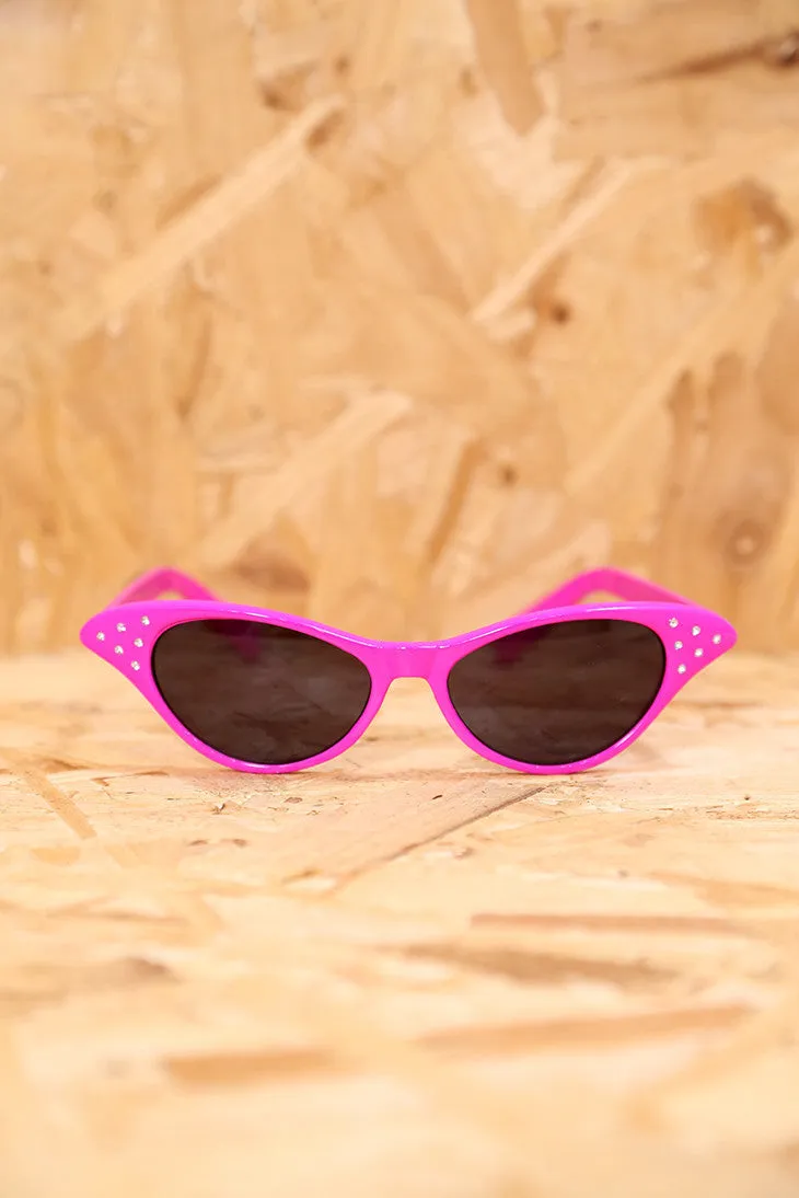 Neon Pink 50s Feline Sunglasses