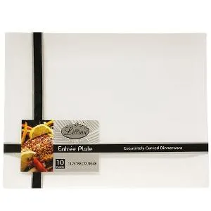 Pearl 11.75" Rectangular Plastic Entree Plates (Case Qty: 120)