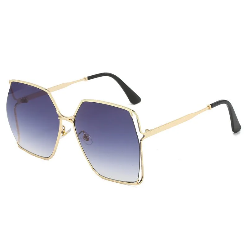 Pre Order:  Large Frame Metal Hollow Sunglasses