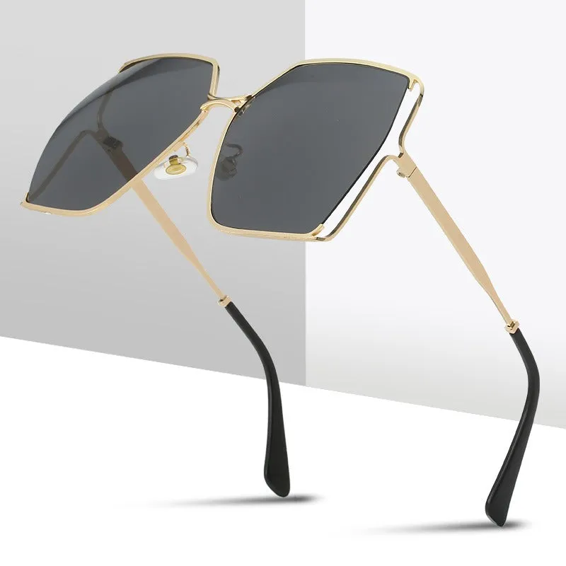 Pre Order:  Large Frame Metal Hollow Sunglasses