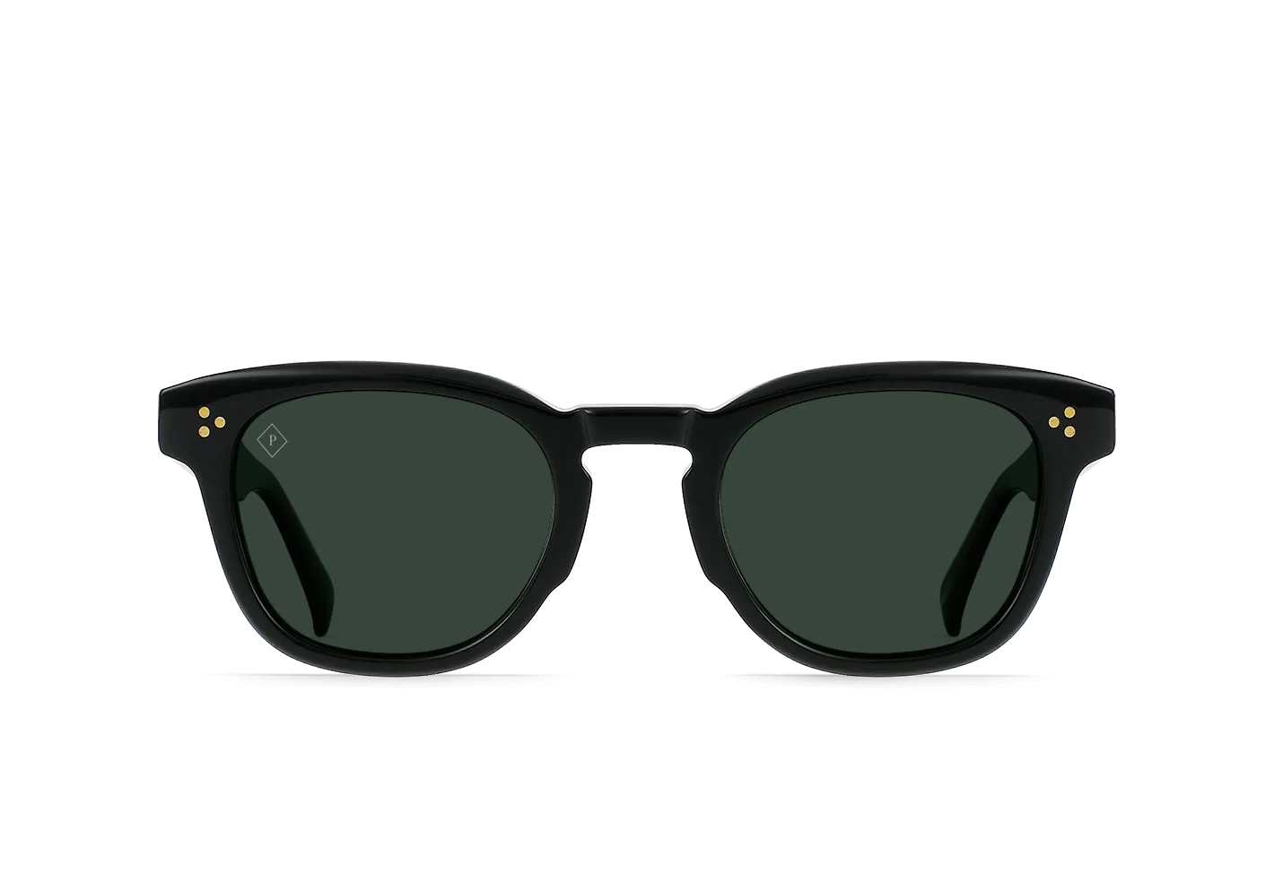 Raen Squire Unisex Round Sunglasses - Recycled Black/Green Polarized