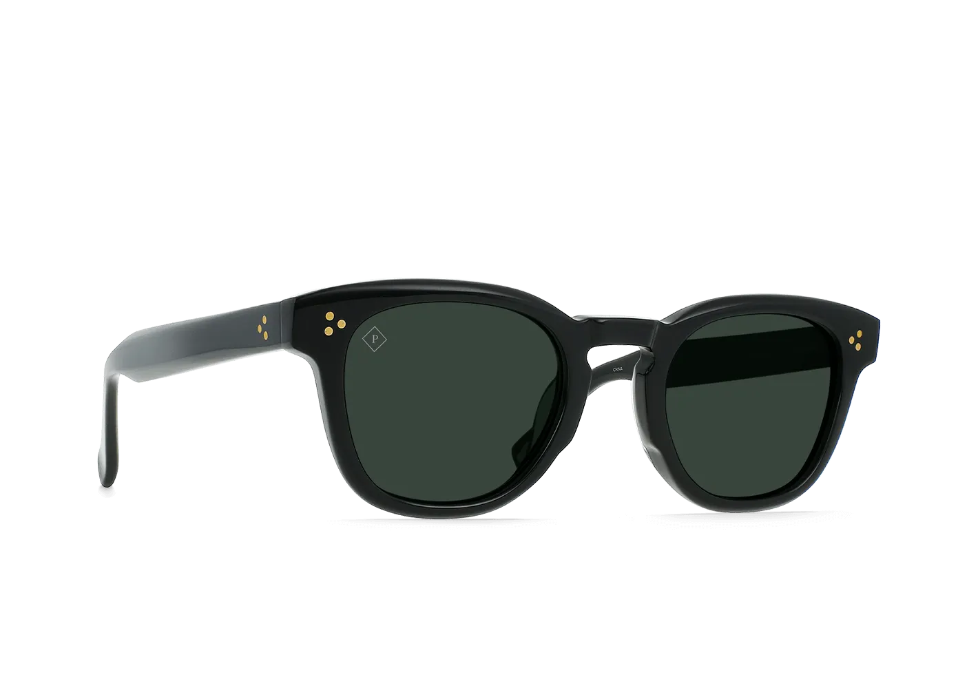 Raen Squire Unisex Round Sunglasses - Recycled Black/Green Polarized