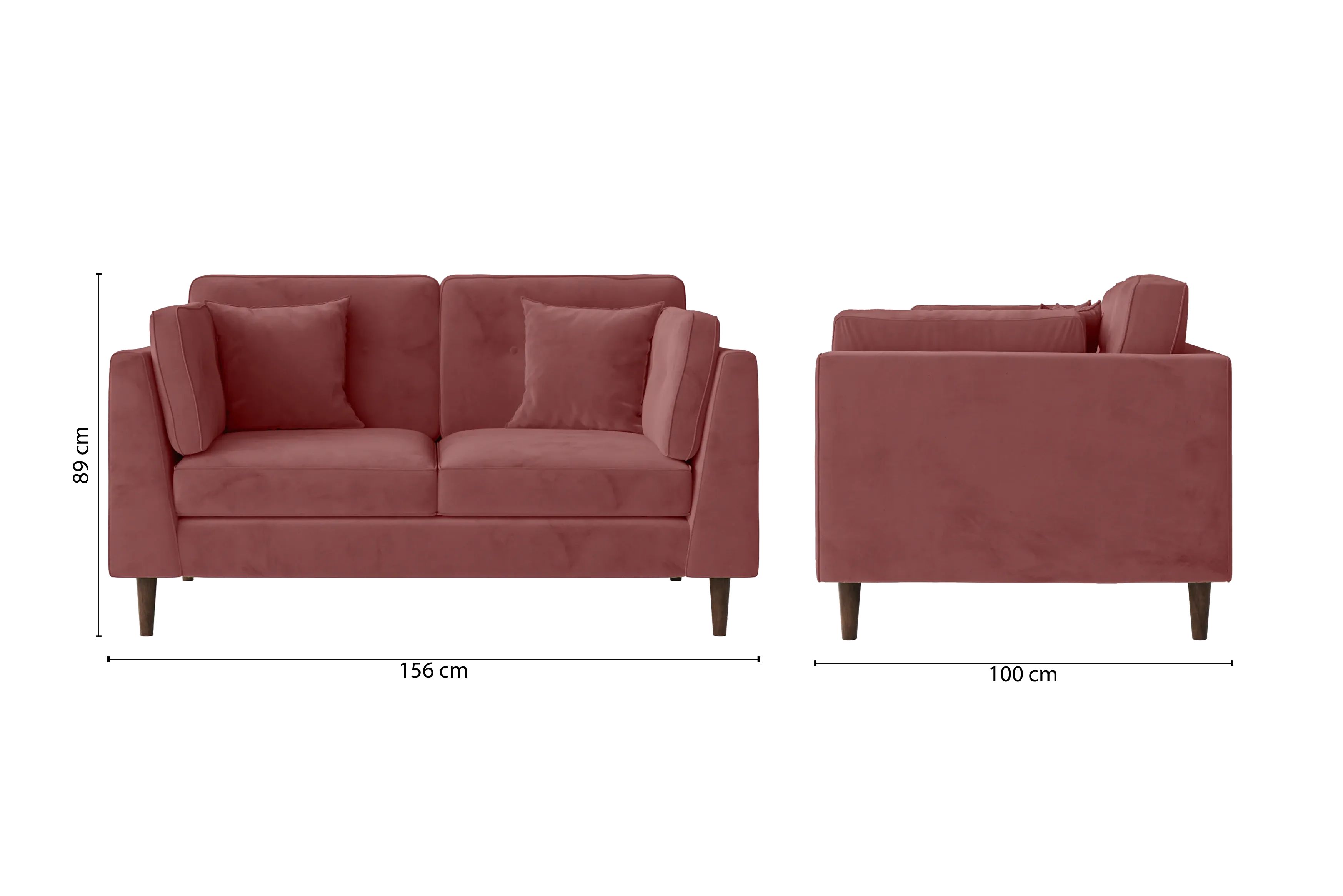 Ragusa 2 Seater Sofa Pink Velvet