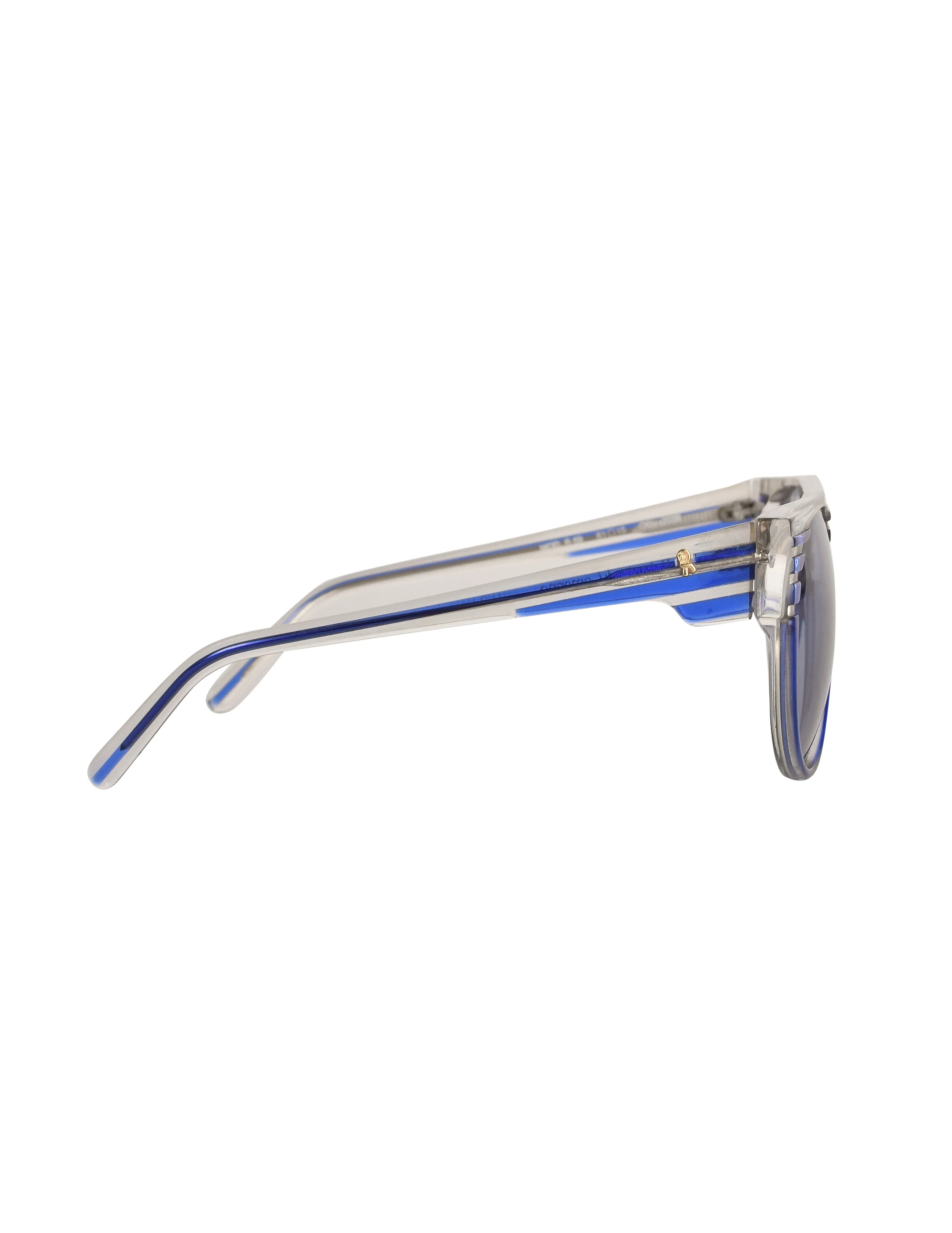 Roberta di Camerino Vintage 1980s Clear Blue Striped Flat Brow Round Lens Sunglasses