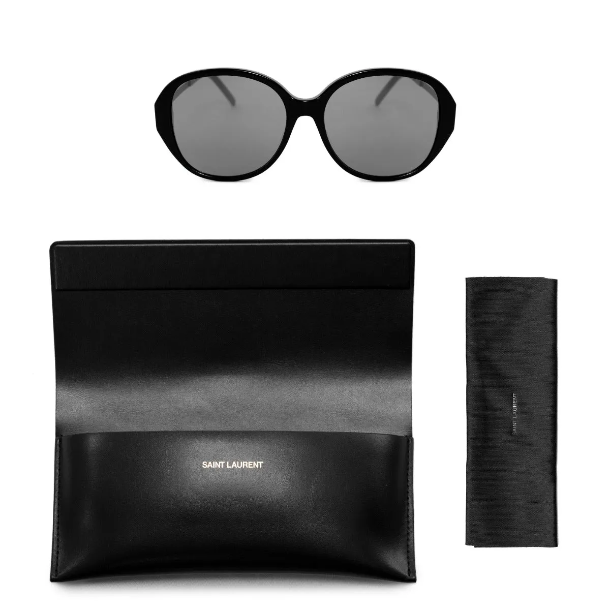 Saint Laurent Oval Sunglasses SLM48S BK 003 57