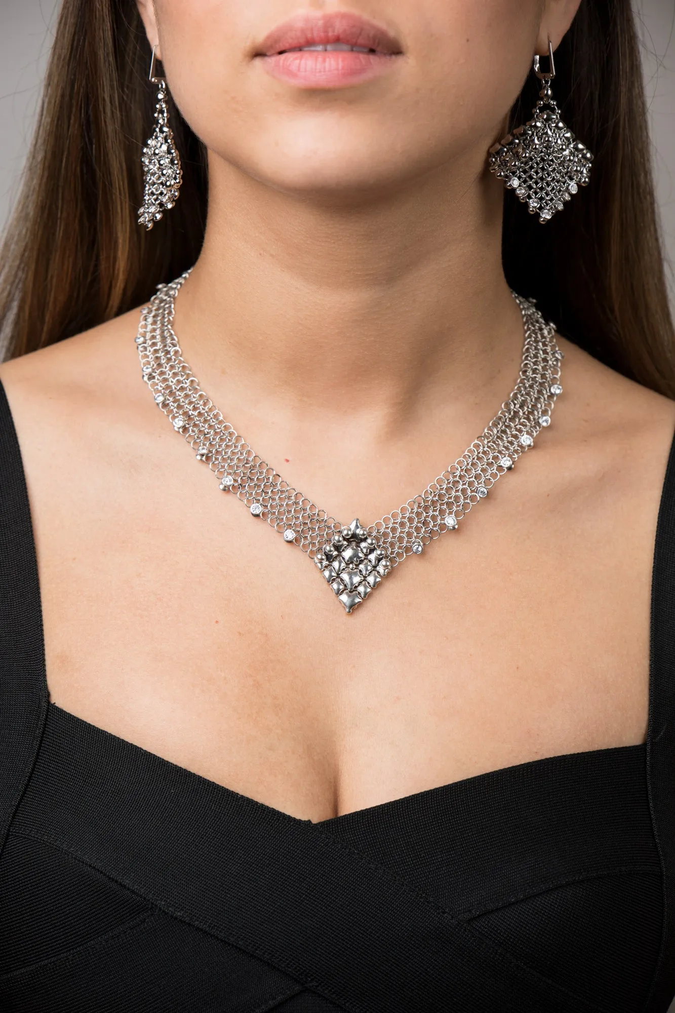 SG Liquid Metal Chainmail CMNeck1 Z – AS (antique silver finish) Necklace by Sergio Gutierrez