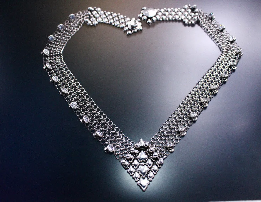 SG Liquid Metal Chainmail CMNeck1 Z – AS (antique silver finish) Necklace by Sergio Gutierrez