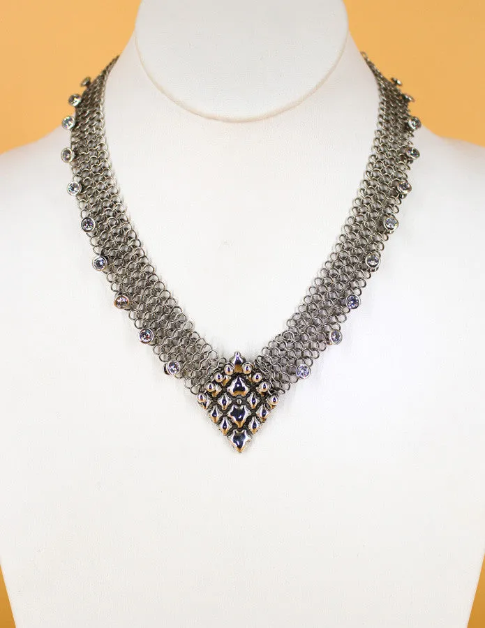 SG Liquid Metal Chainmail CMNeck1 Z – AS (antique silver finish) Necklace by Sergio Gutierrez