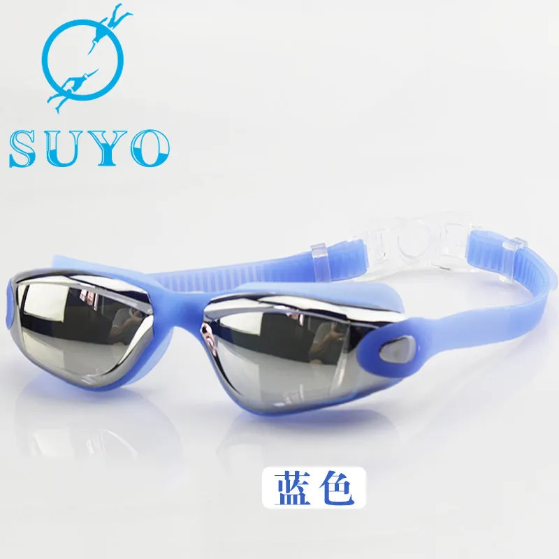 Swimming Goggles Set Adult Swimming Goggles Swimming Cap Waterproof Anti-Fog Silicone Swimming Goggles Electroplating HD Swimming Glasses Printable