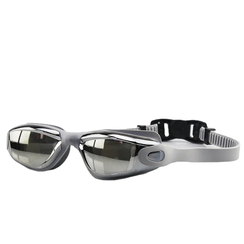 Swimming Goggles Set Adult Swimming Goggles Swimming Cap Waterproof Anti-Fog Silicone Swimming Goggles Electroplating HD Swimming Glasses Printable