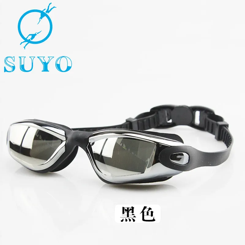 Swimming Goggles Set Adult Swimming Goggles Swimming Cap Waterproof Anti-Fog Silicone Swimming Goggles Electroplating HD Swimming Glasses Printable