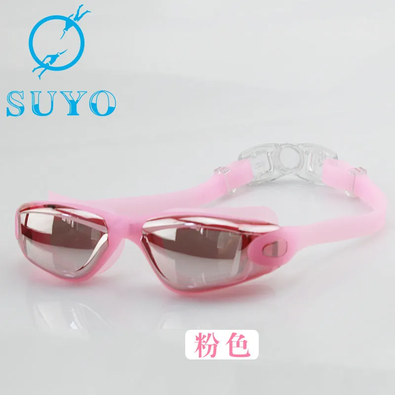 Swimming Goggles Set Adult Swimming Goggles Swimming Cap Waterproof Anti-Fog Silicone Swimming Goggles Electroplating HD Swimming Glasses Printable